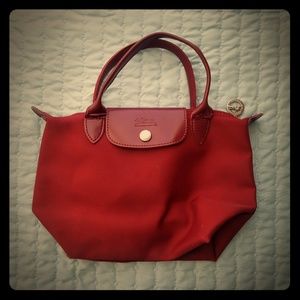 Longchamp Mini Tote Handbag in Dark Red